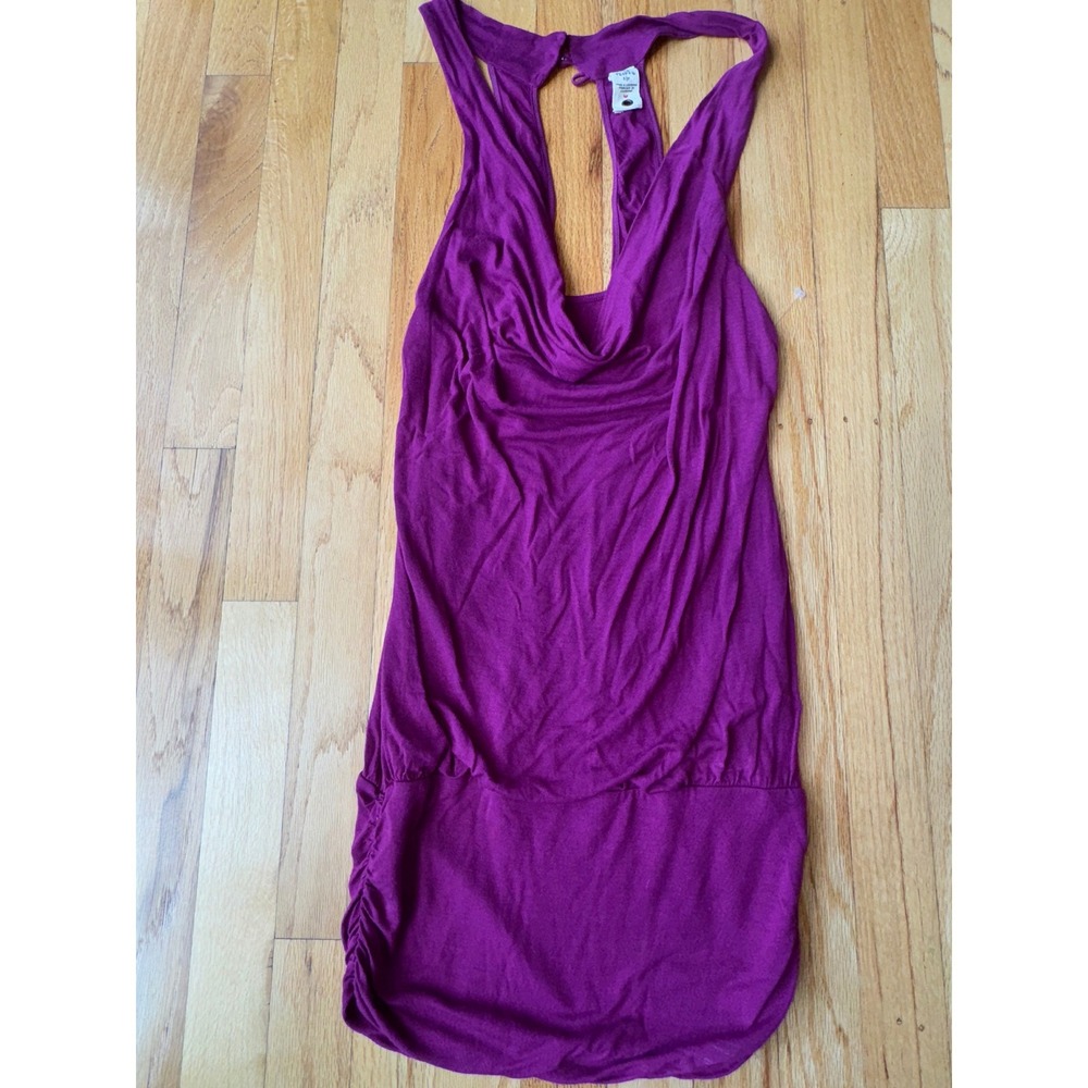 Free People Y2K Womens Small Sleeveless Cowl Neck Ruched Tank Top Open Back